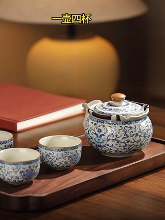 #青花汝窑手抓壶盖碗 #手抓壶 #泡茶壶 #功夫茶壶 #茶具