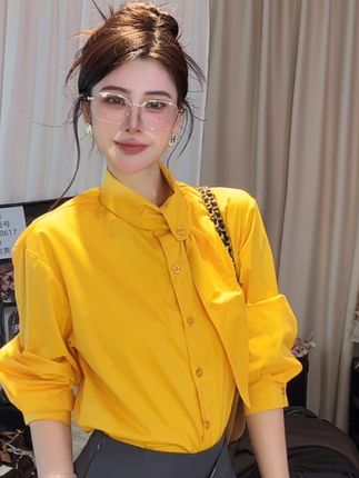 2025春秋季新款法式设计别致衬衫纯欲风长袖宽松气质上衣#美出高级感 #小个子穿搭 #ootd穿搭 #每日穿搭 #穿搭