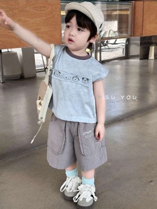 2025男童狗狗印花背心夏薄款短袖男女宝宝圆领T恤中小童夏天衣服#男童印花背心T恤#男童T恤#男童背心#男童T恤#T恤