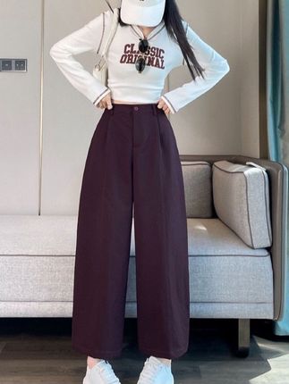 秋款胯大腿粗时尚百搭显瘦休闲阔腿裤高腰九分气球裤子女#显高显瘦 #休闲裤 #舒适女士阔腿裤 #每天分享更新 #穿搭搭配