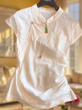 国风穿搭 清冷优雅中式小衫 立领+盘扣设计 面料舒服价格美丽 夏日我们的点睛之服 #国风上衣 #夏季穿搭 #气质穿搭 #谁穿谁好看
