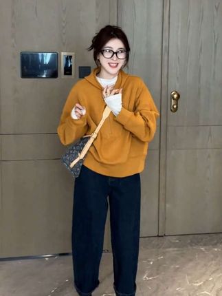 正版时尚连帽半拉链卫衣短外套女#秋季流行洋气宽松流行上衣#慵懒风穿搭 #时尚百搭卫衣#休闲风 #连帽卫衣女秋