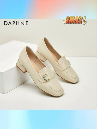 达芙妮英伦风时尚女鞋2025年秋季新款方头粗中跟复古软皮法式单鞋#乐福鞋推荐 #乐福鞋 #单鞋 #法式单鞋 #好穿不累脚