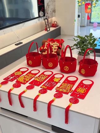 #乔迁 搬新家这款乔迁门把手挂件真的好好看,大大增添了喜庆氛围#乔迁门把手挂件 #乔迁之喜 #喜庆好看还实用 #门把手挂件