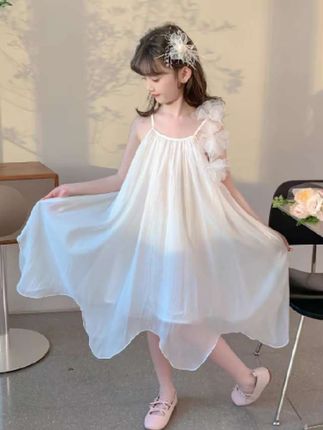 女童吊带连衣裙夏装2025新款大童洋气裙子夏季儿童公主裙#女童吊带连衣裙#女童裙子#儿童公主裙#童装#女童穿搭