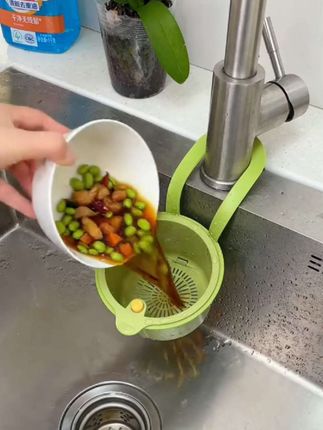 水池洗菜盆防堵漏网按压式沥水碗挂袋网格置物架厨房水槽过滤挂篮#生活好帮手 #水槽沥水篮 #水槽过滤挂篮 #按压式沥水篮 #实用好物 @巨量千川