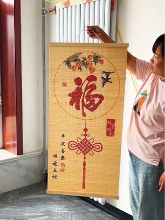 #原创视频 #客厅装饰画 #玄关装饰画 #竹编卷轴挂画#我要上热们