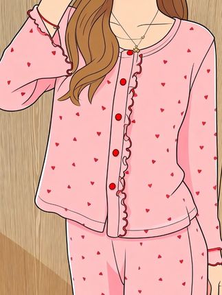 彭裳裳【莓果心跳】女款清纯显瘦气质网红居家甜美纯欲风睡衣#甜美穿搭 #睡衣套装 #家居服套装 #这也太好看了 #宅家睡衣秀