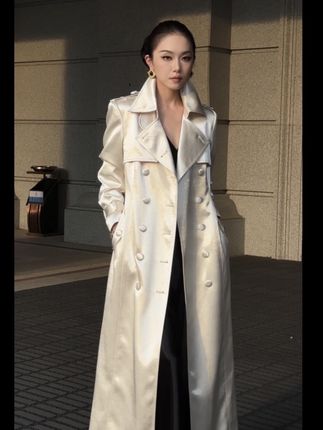 裁一2025新品缎面重工长款风衣25-108#高级感穿搭 #风衣穿搭 #时尚风衣外套#风衣外套#百搭风衣