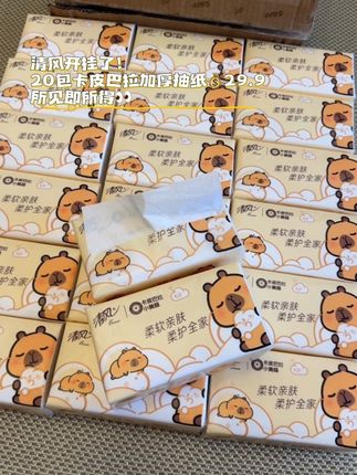 拒绝不了一点!不是价格套路~4层加厚,柔感压花,超柔软!原生木浆,纯净更安心#清风卡皮巴拉 #生活用纸 #抽纸