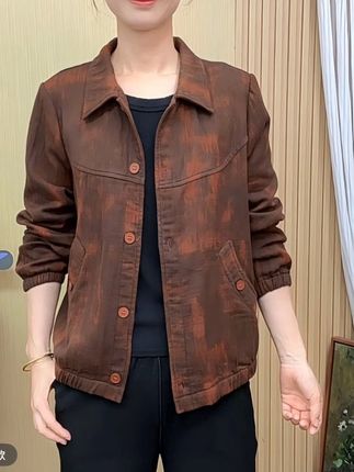 2025秋季新款双层棉翻领女上衣时尚百搭妈妈装宽松减龄#面料柔软舒适 #面料舒适透气 #面料超级舒服