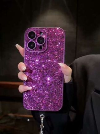 #闪钻紫色心动小熊手链壳适用苹果16iPhone15全包防摔手机壳女款