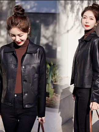#好物推荐🔥 #【运费补贴】2025年春秋新款女士八扣休闲皮衣外套时尚排扣薄款女装#高级感穿搭#时尚洋气