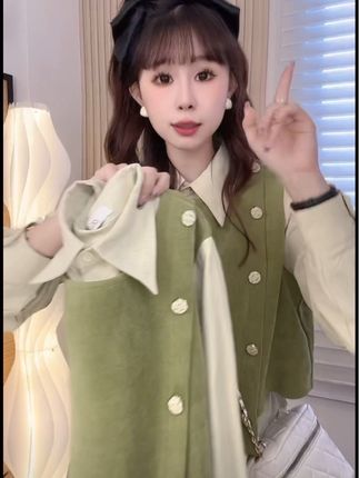姐妹们,29一件的假两件衬衣,显白的豆绿色,面料也是非常好的 就这品质赶紧冲啊#生活服务热点中心 #秋季不露腿穿搭 #低价好物 #时尚穿搭 #减龄显瘦穿搭 @DOU+上热门 @DOU+小助手