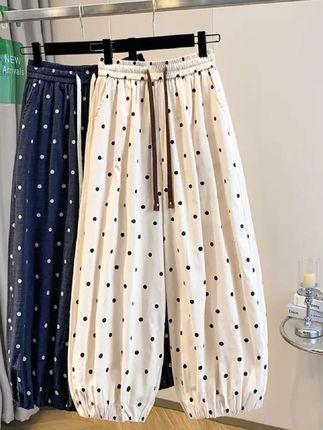 夏季高端舒适波点气球阔腿裤女宽松显瘦百搭九分哈伦裤灯笼裤#面料柔软舒适透气#遮肉遮胯显瘦#时尚潮流#上热门🔥