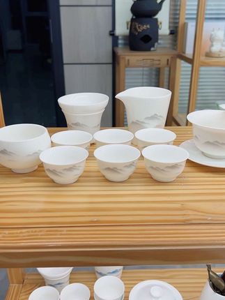 茶器含烟水墨山#茶具#白瓷