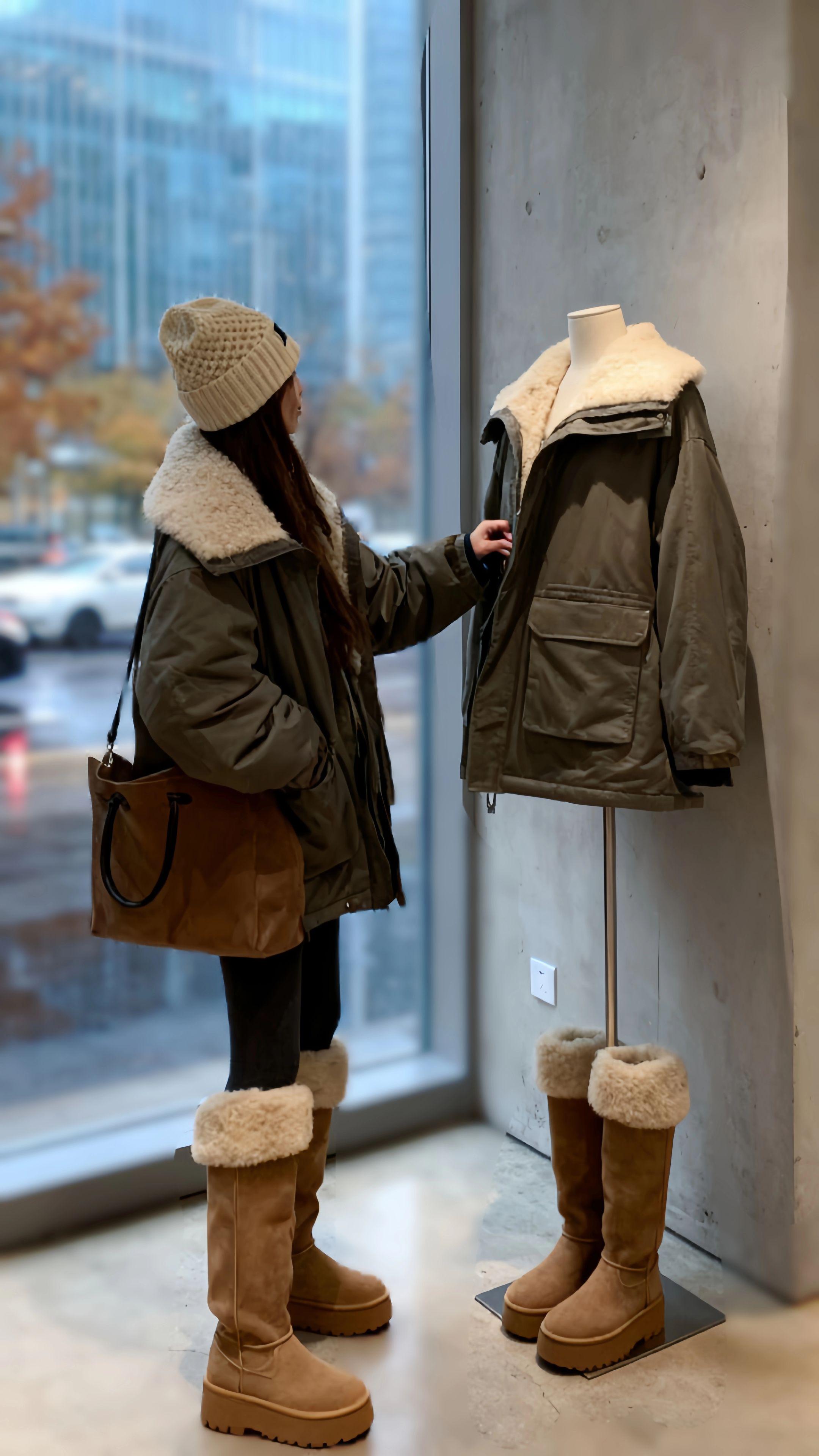 林小满在试衣间换上,镜子里的自己突然变了模样。衣长刚及胯,不会压个子;袖子藏了收口,抬手时露出一小截毛绒,不臃肿;连口袋都是斜切设计,手插进去时腰腹线条更显利落。她走到落地窗边,窗外的雪还在下,路过的汽车溅起细碎的雪沫,她对着玻璃里的倒影转了个圈,加绒内衬的暖意从后背漫上来,像裹了团温柔的云。#外套穿搭 #ootd穿搭 #复古穿搭 #每日分享