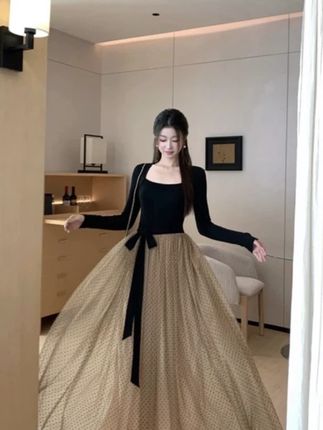 重工氛围感波点连衣裙女气质千金掐腰显瘦坎肩温柔大摆裙子#强烈推荐 #每日分享 #穿搭 #今天穿什么 #女装