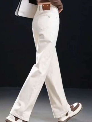 窄版阔腿裤牛仔裤,新款春秋高腰直筒裤,女显瘦长裤子,杏色裤子!