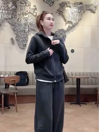 慵懒风休闲运动套装女秋冬2025新款加绒加厚老钱风松弛感女装贵气