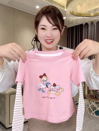 超可爱的假两件纯棉长袖T,面料软糯舒适,随便搭个小裤子都好好看啊#高品质童装 #面料柔软舒适 #早秋穿搭 #儿童t恤
