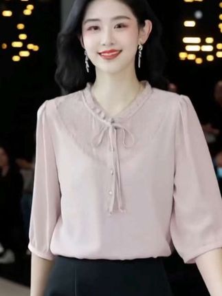 #夏季新款蚕丝上衣短袖#时尚休闲七分袖女装#品质女装穿搭#谁穿谁漂亮七分袖女装