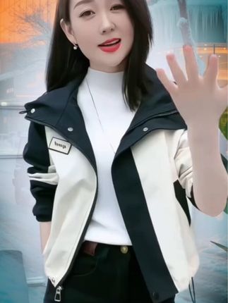 春装小个子拼色外套上衣女2024新款韩版宽松显瘦减龄设计感上衣潮#新款韩版减龄外套#秋季外套#冲锋衣外套#外套#夹克外套