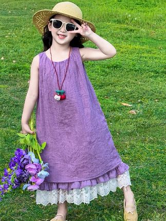 儿童多巴胺小洋裙夏季2025新款女童夏款韩系背心裙夏装薄款连衣裙#夏季穿搭 #夏天该有的样子 #夏日必备 #高品质童装 #初夏的味道