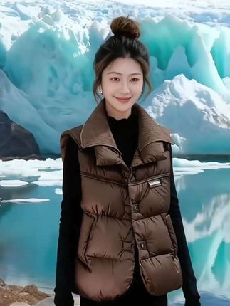 2025春季新款美拉德风翻领无袖服春季马甲女春秋保暖坎肩马夹上衣