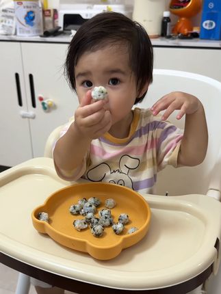 不爱吃饭的宝宝看过来!小孩都爱吃的海苔肉碎饭团,做法超简单,营养均衡丰富#宝宝辅食 #小吃货的日常 #宝宝吃饭 #海苔碎拌饭