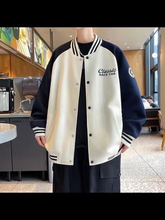 2025青少年春季新款拼色棒球服外套宽松时尚字母印花百搭款夹克#夹克外套 #青少年