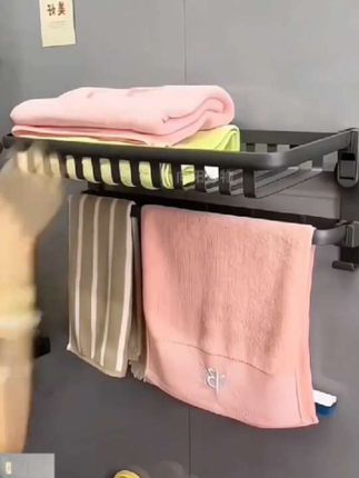 浴室吸盘浴巾架卫生间置物架免打孔壁挂毛巾架一体厕所架子置物架 #居家好物 #置物架 #美观实用 #好物推荐🔥