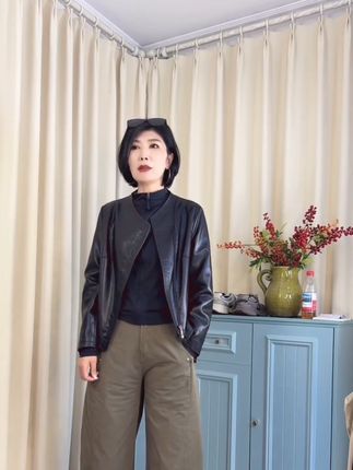 [二姐专属】海宁皮衣女短款2025春秋新款修身显瘦百搭皮风衣皮外套#春秋新款#女士皮衣 #短款皮衣 #百搭皮衣外套 #谁穿谁好看
