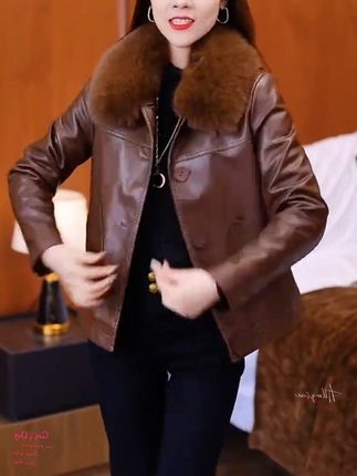 潮流毛领加绒皮衣外套#冬季外套女 #冬季皮衣外套 #外套皮衣女 #品质女装 #外套女