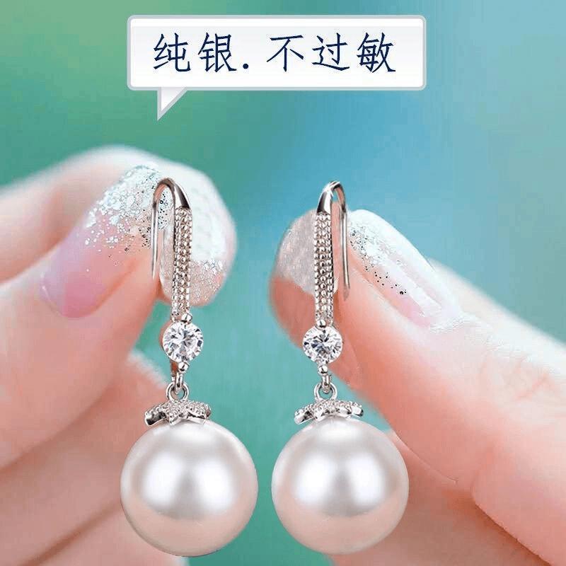 足银耳饰 S999纯银珍珠耳环气质百搭经典耳钉防过敏耳勾轻奢简约