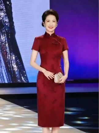 【新2025复古进口三醋酸高档提花工艺喜婆婆旗袍妈妈礼服气质修身L】#旗袍 #礼服 #喜婆婆喜妈妈 #婚庆礼服 #婚礼妈妈礼服