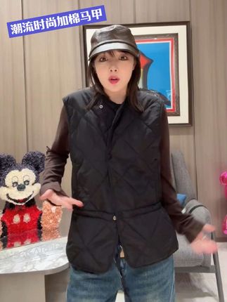 【橄榄绿格】时尚简约棉袄马甲潮流个性慵懒#高级穿搭 #女装穿搭 #穿搭分享 #女装