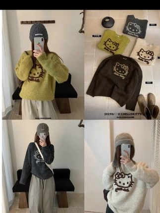 韩系复古奶油色系卡通图案提花设计感毛衣女 秋冬针织衫打底百搭款 #毛衣 #慵懒风穿搭 #秋冬针织毛衣@DOU+小助手 @巨量千川