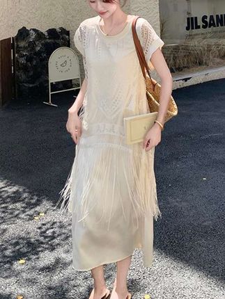 法式圆领设计感流苏连衣裙👗#法式度假风连衣裙 #流苏连衣裙 #蕾丝流苏裙 #高品质流苏裙连衣裙 #波西米亚风连衣裙