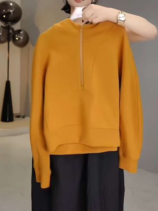 高级感慵懒风半拉链宽松连帽卫衣女2025早秋新款百搭上衣今年流行#连帽卫衣女#女士百搭上衣#新款卫衣#女士上衣#高级感上衣女