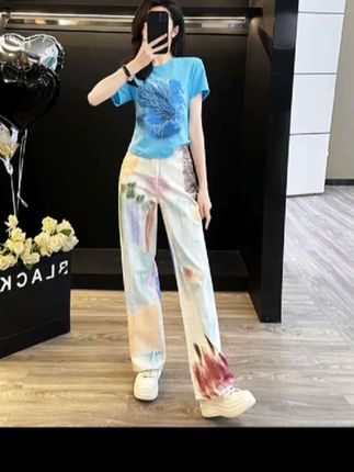 洋气减龄上衣夏季女装2025新款潮酷印花设计感短袖T恤#每日更新 #上热门🔥