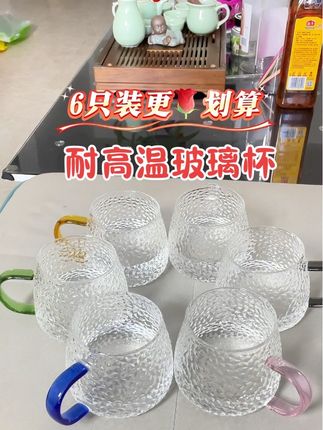 一人一色不混用,耐高温玻璃水杯!高硼硅玻璃材质,能火上烤能入冰箱,容量大,锤纹颜值高,冷热都能装~6个这价🌹划算🤗#玻璃水杯 #高硼硅玻璃 #耐高温水杯 #超便宜超划算#家居好物