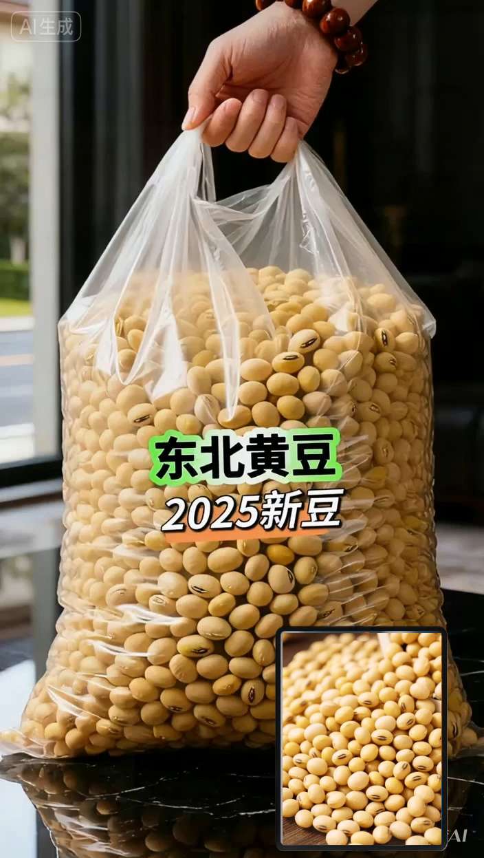 东北黄豆新豆。东北黄豆:自然馈赠的好豆 东北黄豆,民间有“一日无肉可,一日无豆难”的说法。它生于北纬45°黑土区,得松花江清泉滋养、长白山日光沐浴,经130多天自然生长。 其颗粒饱满、色呈金黄,含蛋白且豆香浓郁。磨豆浆、做豆腐、发豆芽或炖肉提鲜,风味俱佳。 今年当季新收黄豆,无抛光不染色,自留食用、馈赠亲友皆适宜,每口地道滋味,都藏着自然诚意与生活温情。#黄豆 #五谷杂粮 #东北黄豆 #豆类杂粮 #大豆