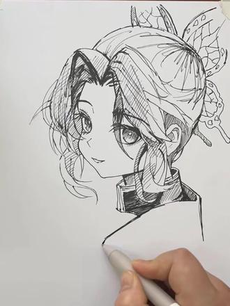 蝴蝶忍怎么画?#鬼灭之刃 #蝴蝶忍 #动漫手绘 #绘画 #画画