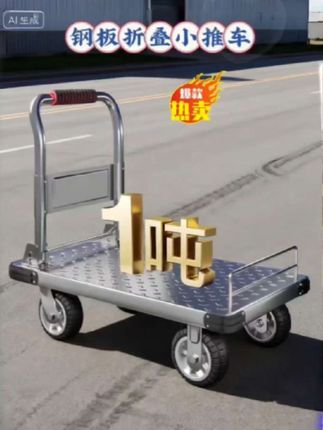 #家用手推车加厚钢板车轻便折叠小推车酒店搬运拉小推车拉货可折叠#推车#