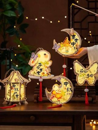 中秋节书法原木灯笼手工diy材料小朋友手提古风宫灯#中秋节手工灯笼 #中秋节手工 #花灯制作