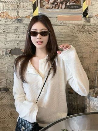 【亨利衫】舒适风华夫格宽松慵懒长袖T恤上衣女纯色卫衣显瘦秋季#卫衣#慵懒风#长袖t恤 #打底衫#上衣