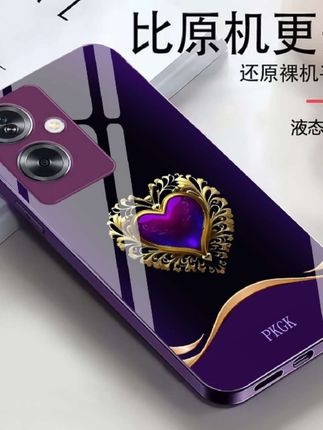 适用【OPPO A2】时尚爱心液态玻璃手机壳 轻奢潮流 全包防摔刮#质量很好@DOU+小助手
