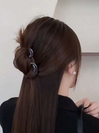 松弛感秋冬新款波浪新款百搭半扎高级感后脑勺发饰发卡夹子头饰#头饰搭配 #发饰