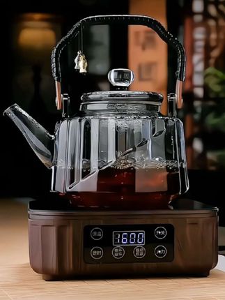 轻奢耐热喷淋式玻璃茶壶铜提梁把手蒸煮一体烧水壶电陶炉煮茶专用#电陶炉煮茶#烧水壶#煮茶#喝茶聊天 #泡茶神器 #茶壶
